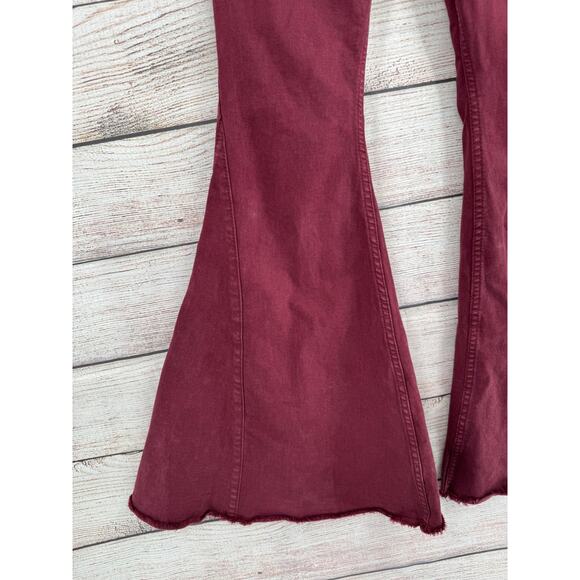 Shyanne Super Flare Jeans Womens 26x32 Red Maroon Rough Hem - Picture 5 of 8